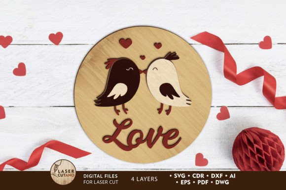 Download Love Birds Wall Panel, Layered Cut File - Layered cut file Collection