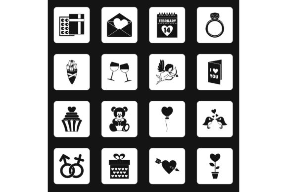 Download Saint Valentine Icons Set Squares Vector - Valentine icons set Collection