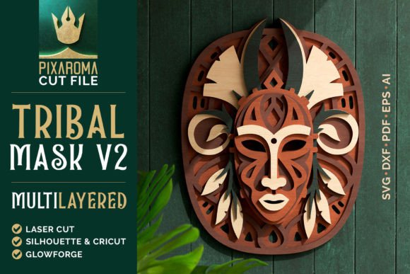 Download Tribal Mask V2 3D Layered Cut File - Layered cut file Collection