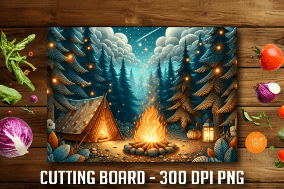 Download Night Forest Camping Tent Cutting Board - Tent Collection