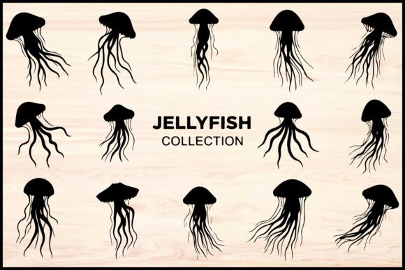 Download Jellyfish Silhouette Vector Set - Fish Collection