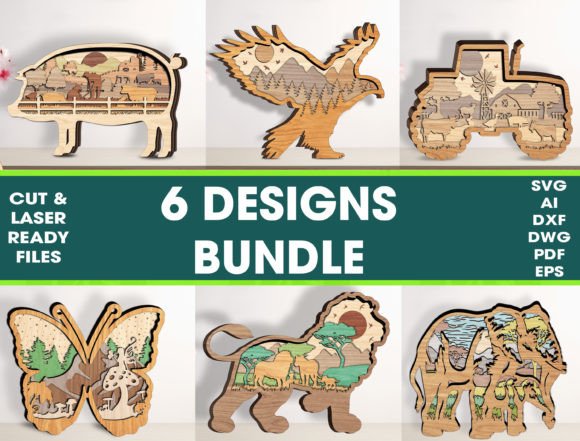 Download 6 Designs 3D Layered Cut File Bundle - Layered cut file Collection