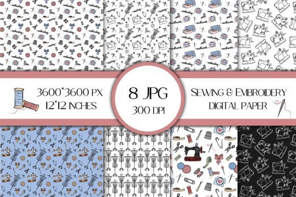 Download Sewing &amp; Embroidery Digital Papers Pack - Digital papers pack Collection