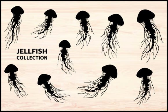 Download Jellyfish Silhouette Vector Set - Fish Collection