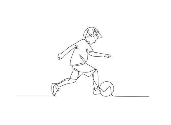 Download Boy Playing Ball One Line SVG - One line svg Collection