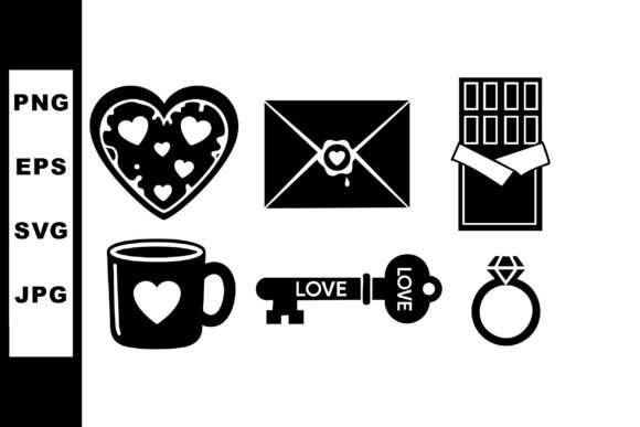 Download Love Themed Valentine Icons Set with Hea - Valentine icons set Collection
