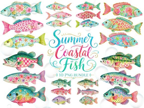 Download Preppy Summer Png Bundle Coastal Fish - Fish Collection