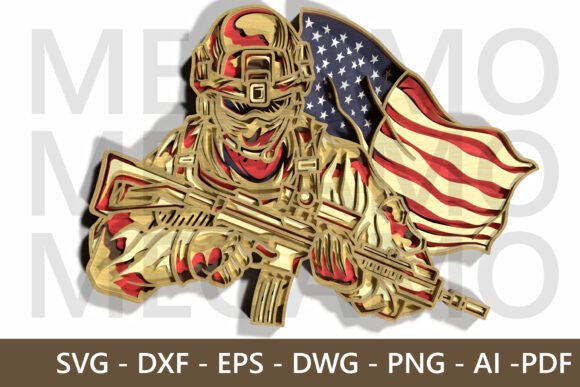 Download American Soldier Layered SVG Design - Premium Resources